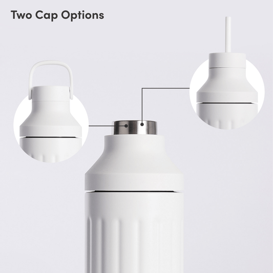 LuxePressKitchen Dual Cap Stainless Steel Hydration Bottle 22 oz Insulated Water Bottle