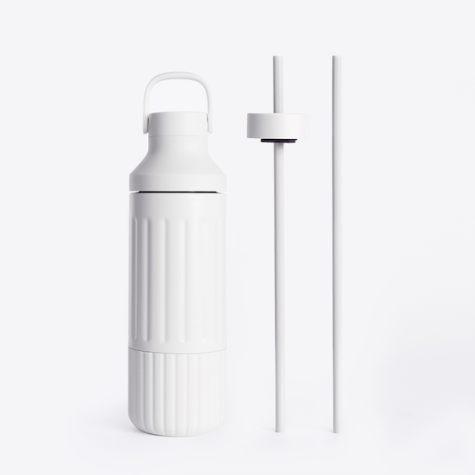 LuxePressKitchen Dual Cap Stainless Steel Hydration Bottle 22 oz Insulated Water Bottle