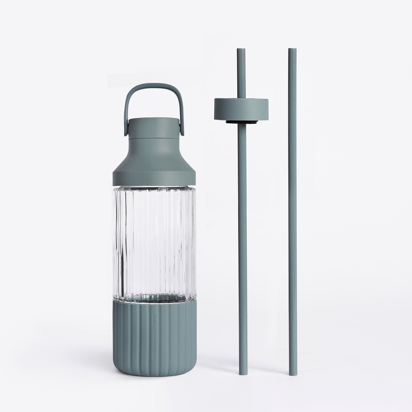 LuxePressKitchen Dual Cap Glass Hydration Bottle 25 oz Borosilicate Glass
