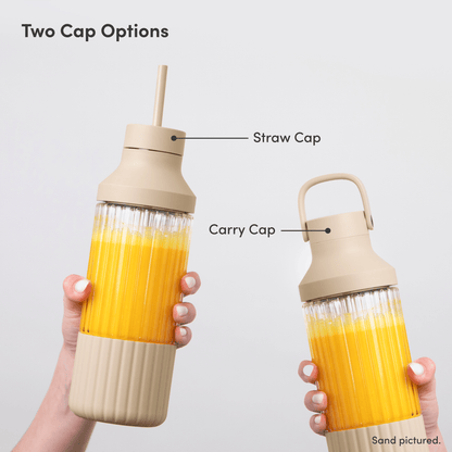 LuxePressKitchen Dual Cap Glass Hydration Bottle 25 oz Borosilicate Glass