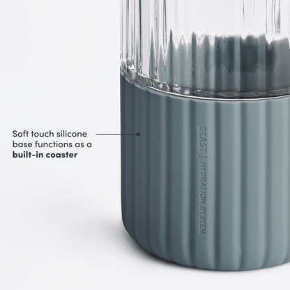 LuxePressKitchen Dual Cap Glass Hydration Bottle 25 oz Borosilicate Glass