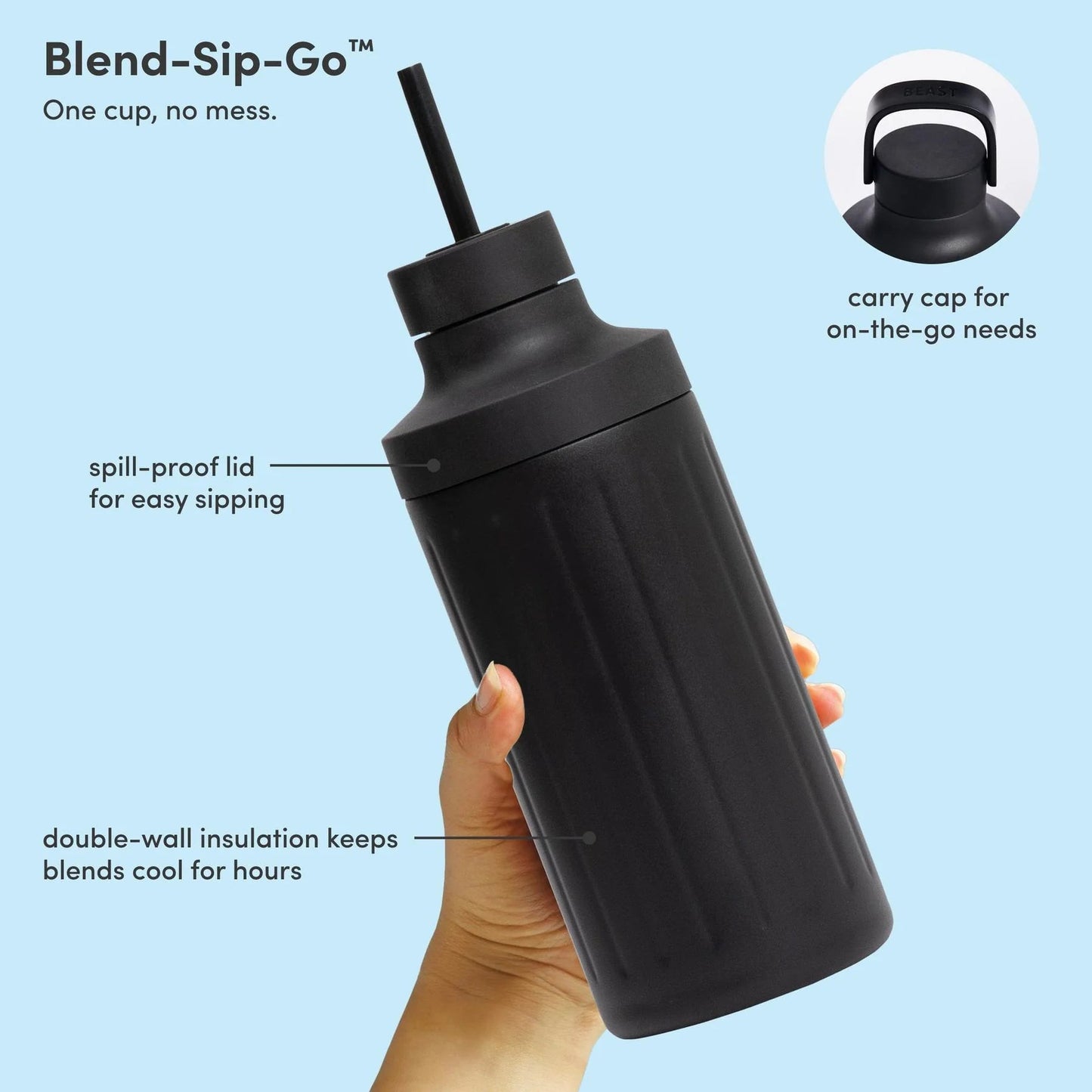 LuxePressKitchen Mighty 850 Stainless Steel Personal Blender, 850W, 700mL Stainless Steel Vessel, 2 Speeds