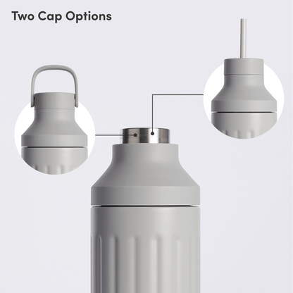 LuxePressKitchen Dual Cap Stainless Steel Hydration Bottle 22 oz Insulated Water Bottle