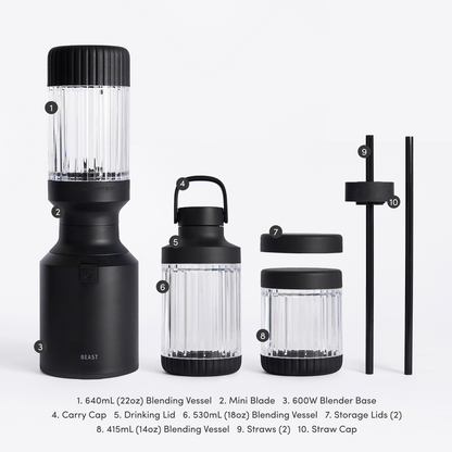 LuxePressKitchen Mini 600 Plus Compact Personal Blender with 600W Motor, BPA-Free Tritan Vessels, and Straw Cap System