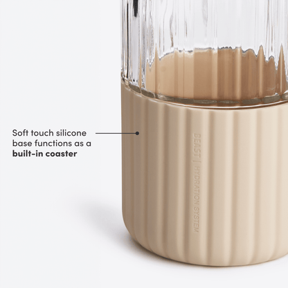 LuxePressKitchen Dual Cap Glass Hydration Bottle 25 oz Borosilicate Glass
