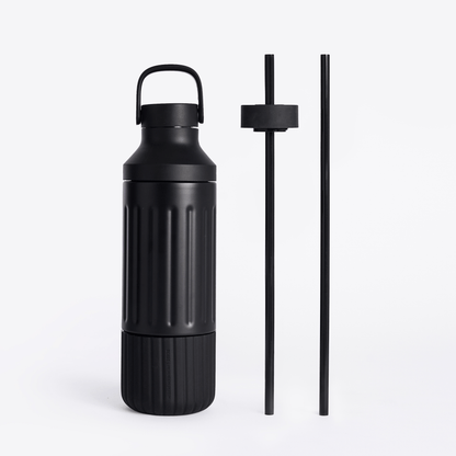 LuxePressKitchen Dual Cap Stainless Steel Hydration Bottle 22 oz Insulated Water Bottle
