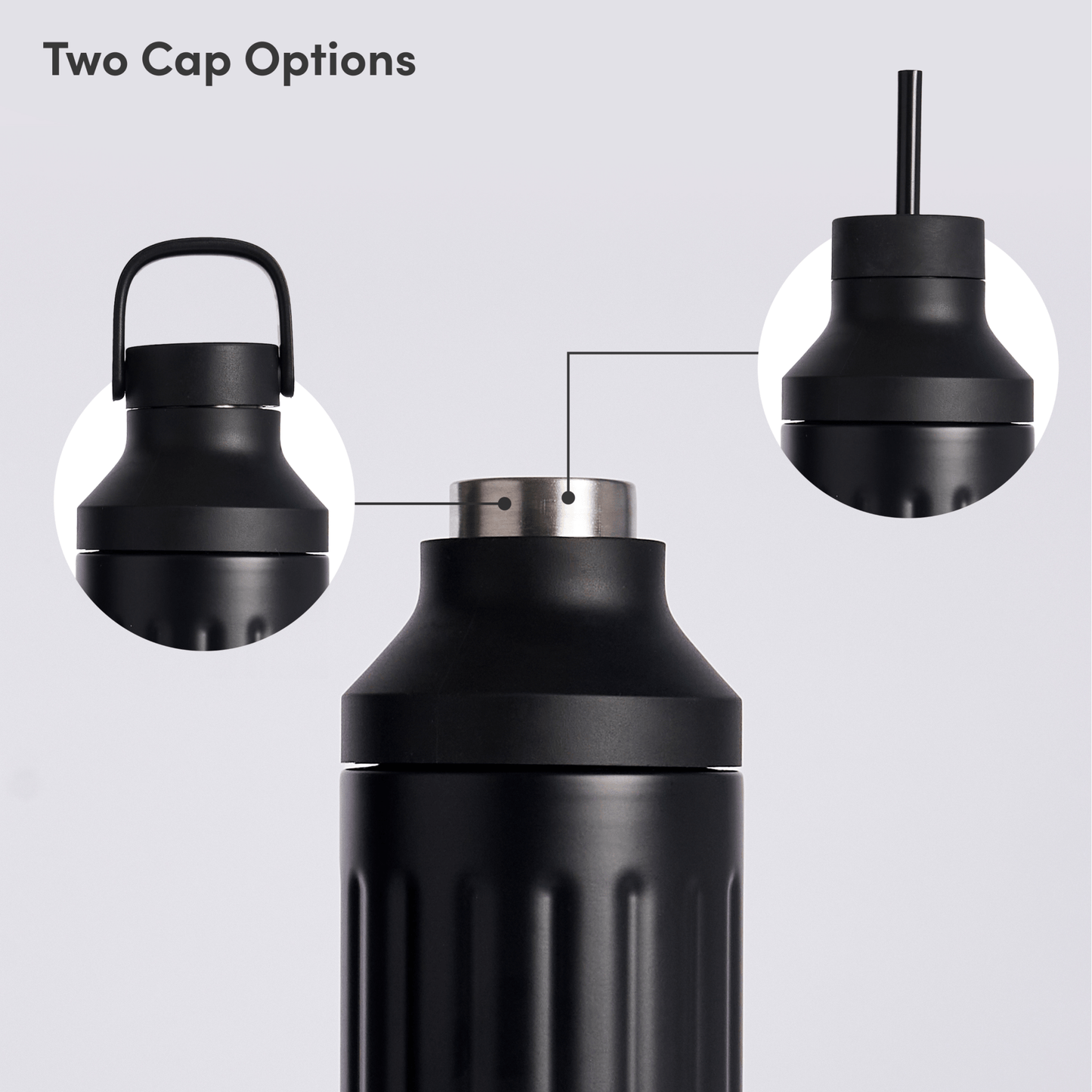 LuxePressKitchen Dual Cap Stainless Steel Hydration Bottle 22 oz Insulated Water Bottle