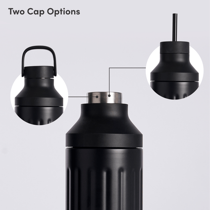 LuxePressKitchen Dual Cap Stainless Steel Hydration Bottle 22 oz Insulated Water Bottle