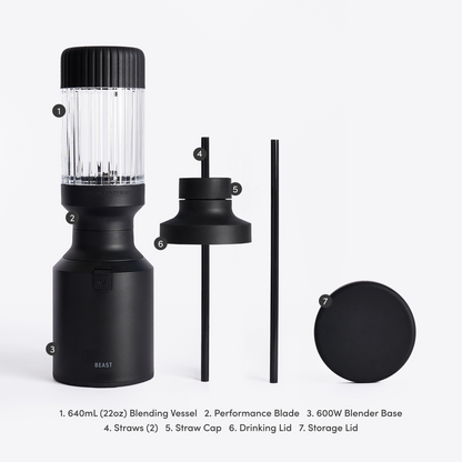 LuxePressKitchen Mini 600 Blender Compact Personal Blender with 600W Motor, 640mL Vessel, Straw Cap System