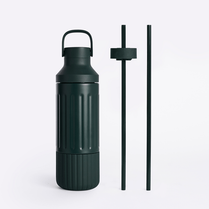 LuxePressKitchen Dual Cap Stainless Steel Hydration Bottle 22 oz Insulated Water Bottle