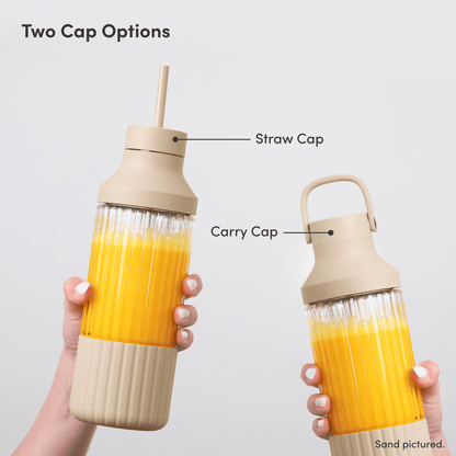 LuxePressKitchen Dual Cap Glass Hydration Bottle 25 oz Borosilicate Glass