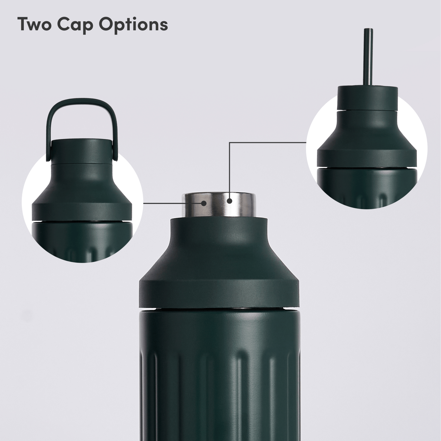 LuxePressKitchen Dual Cap Stainless Steel Hydration Bottle 22 oz Insulated Water Bottle
