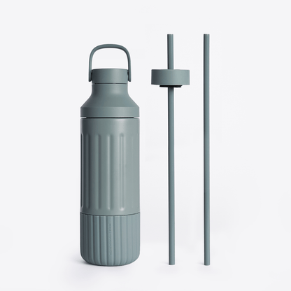 LuxePressKitchen Dual Cap Stainless Steel Hydration Bottle 22 oz Insulated Water Bottle