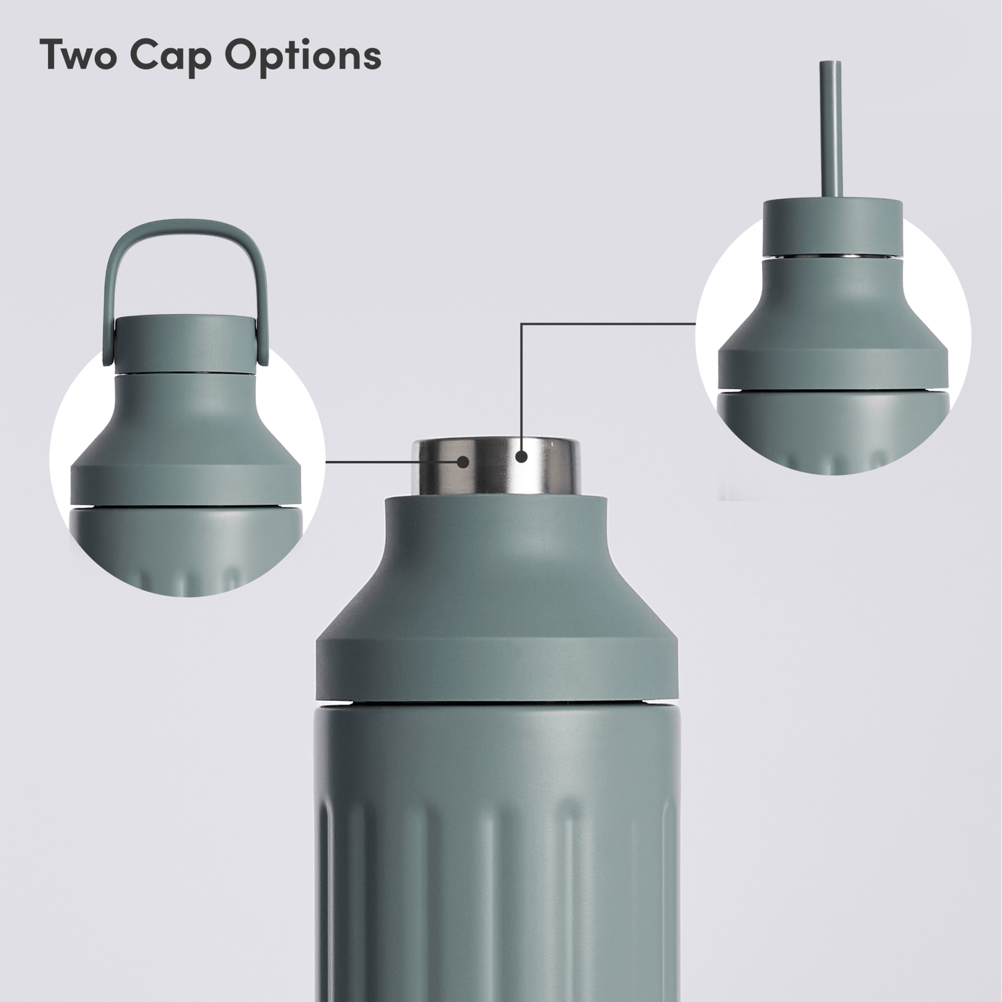 LuxePressKitchen Dual Cap Stainless Steel Hydration Bottle 22 oz Insulated Water Bottle