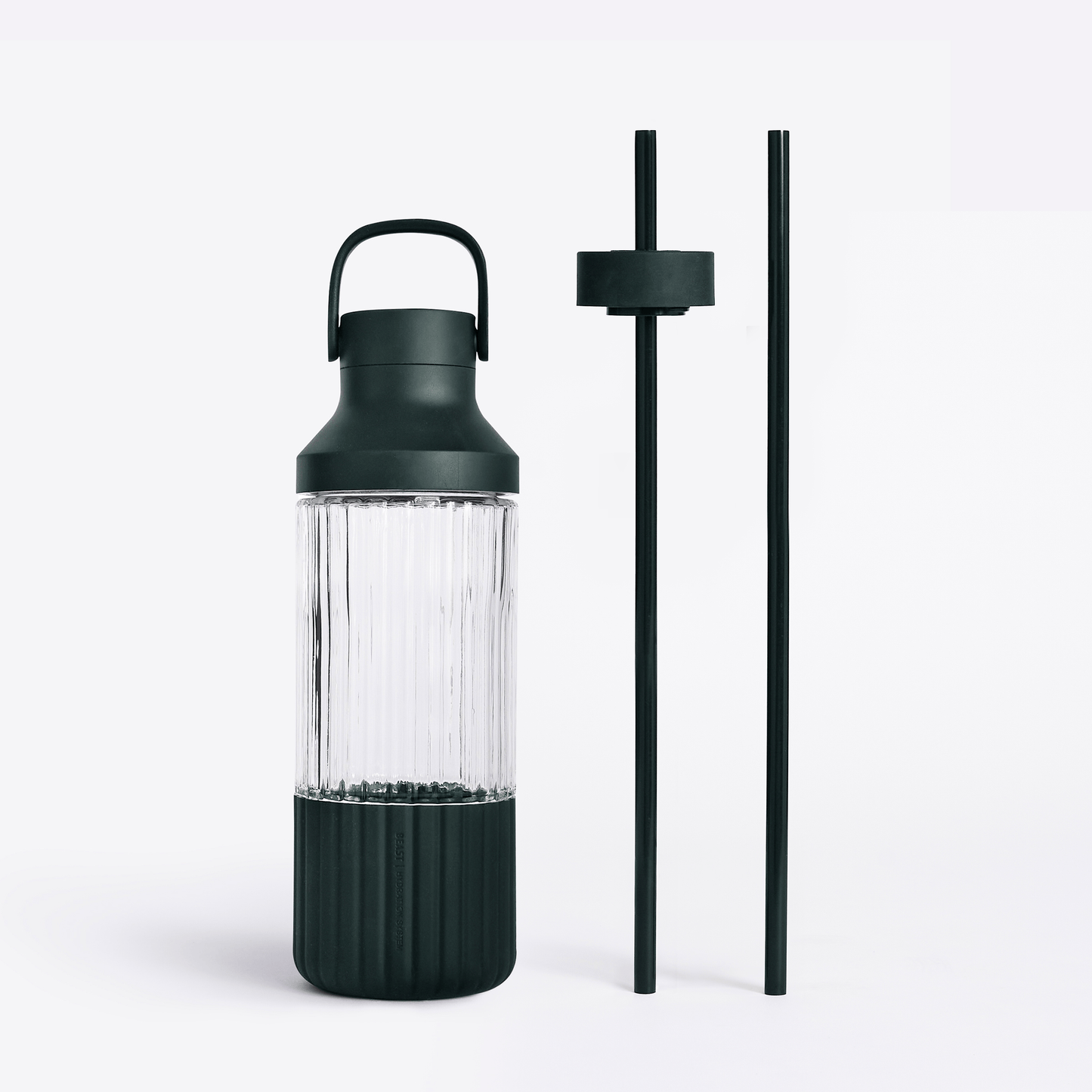 LuxePressKitchen Dual Cap Glass Hydration Bottle 25 oz Borosilicate Glass