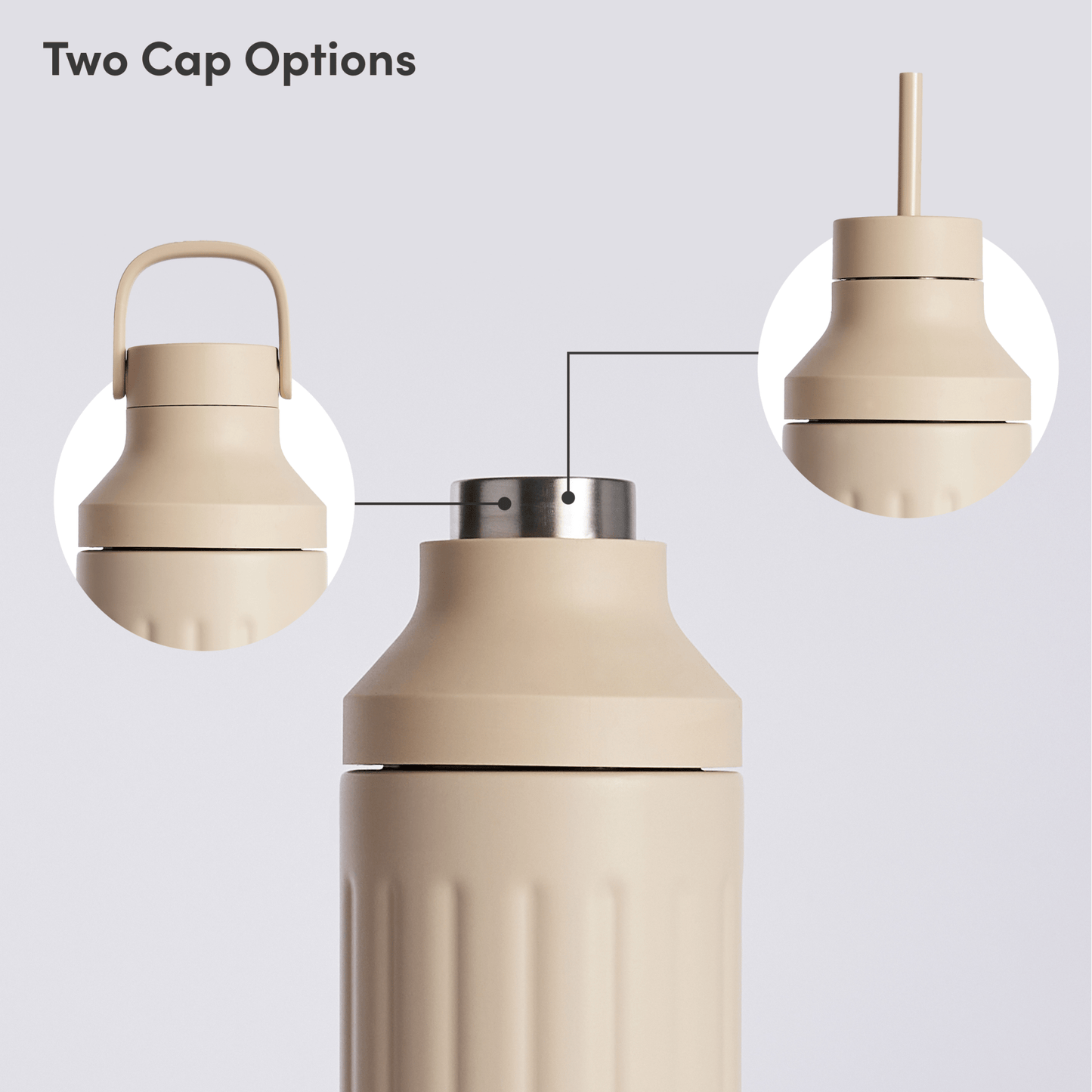 LuxePressKitchen Dual Cap Stainless Steel Hydration Bottle 22 oz Insulated Water Bottle