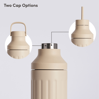 LuxePressKitchen Dual Cap Stainless Steel Hydration Bottle 22 oz Insulated Water Bottle