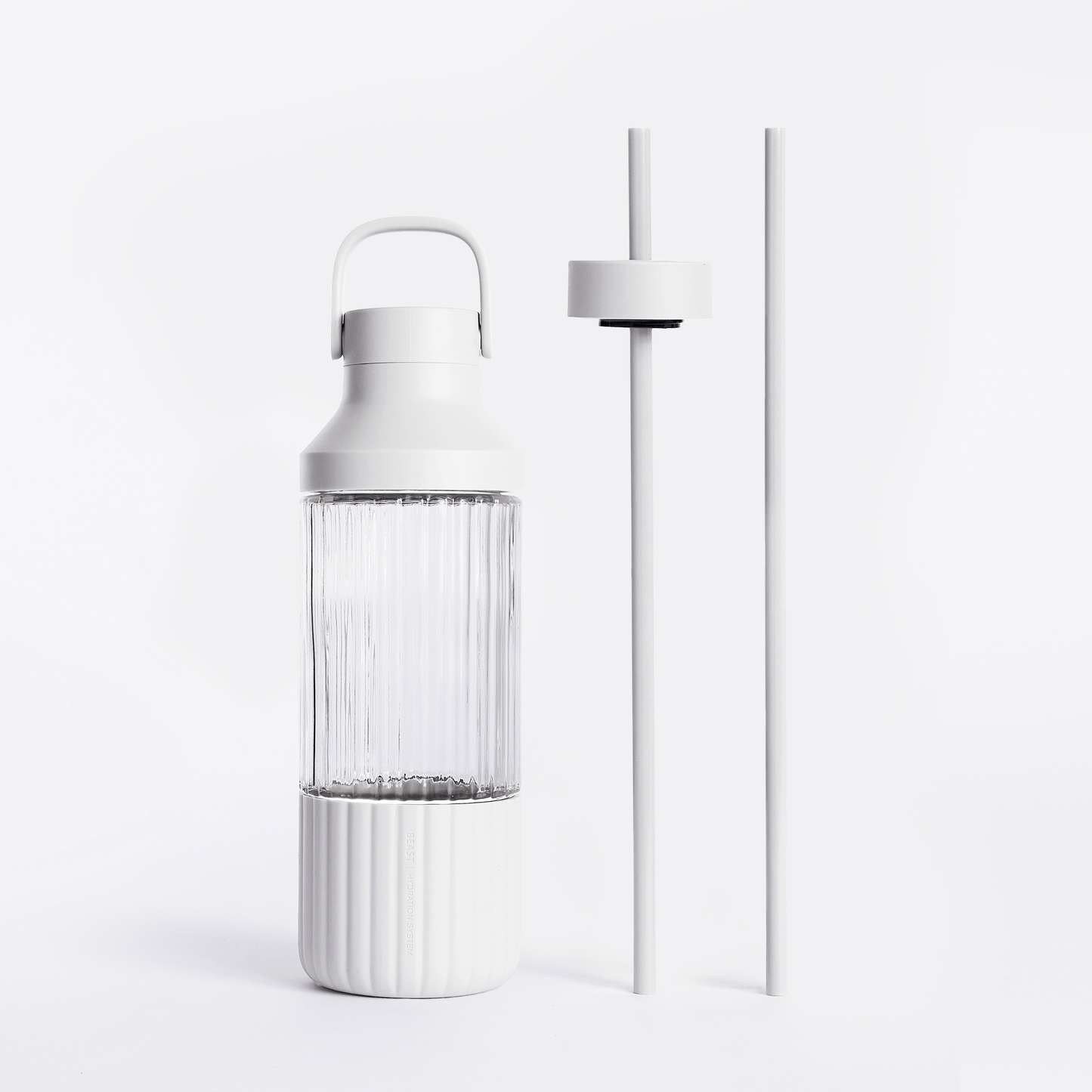 LuxePressKitchen Dual Cap Glass Hydration Bottle 25 oz Borosilicate Glass