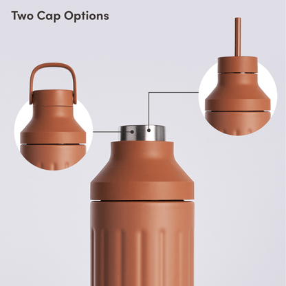 LuxePressKitchen Dual Cap Stainless Steel Hydration Bottle 22 oz Insulated Water Bottle