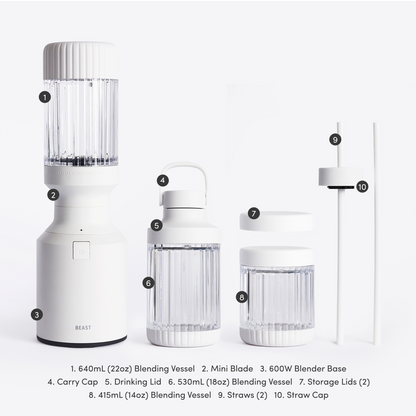 LuxePressKitchen Mini 600 Plus Compact Personal Blender with 600W Motor, BPA-Free Tritan Vessels, and Straw Cap System
