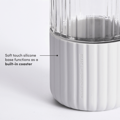 LuxePressKitchen Dual Cap Glass Hydration Bottle 25 oz Borosilicate Glass