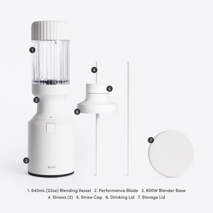 LuxePressKitchen Mini 600 Blender Compact Personal Blender with 600W Motor, 640mL Vessel, Straw Cap System