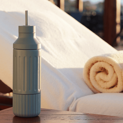 LuxePressKitchen Dual Cap Stainless Steel Hydration Bottle 22 oz Insulated Water Bottle