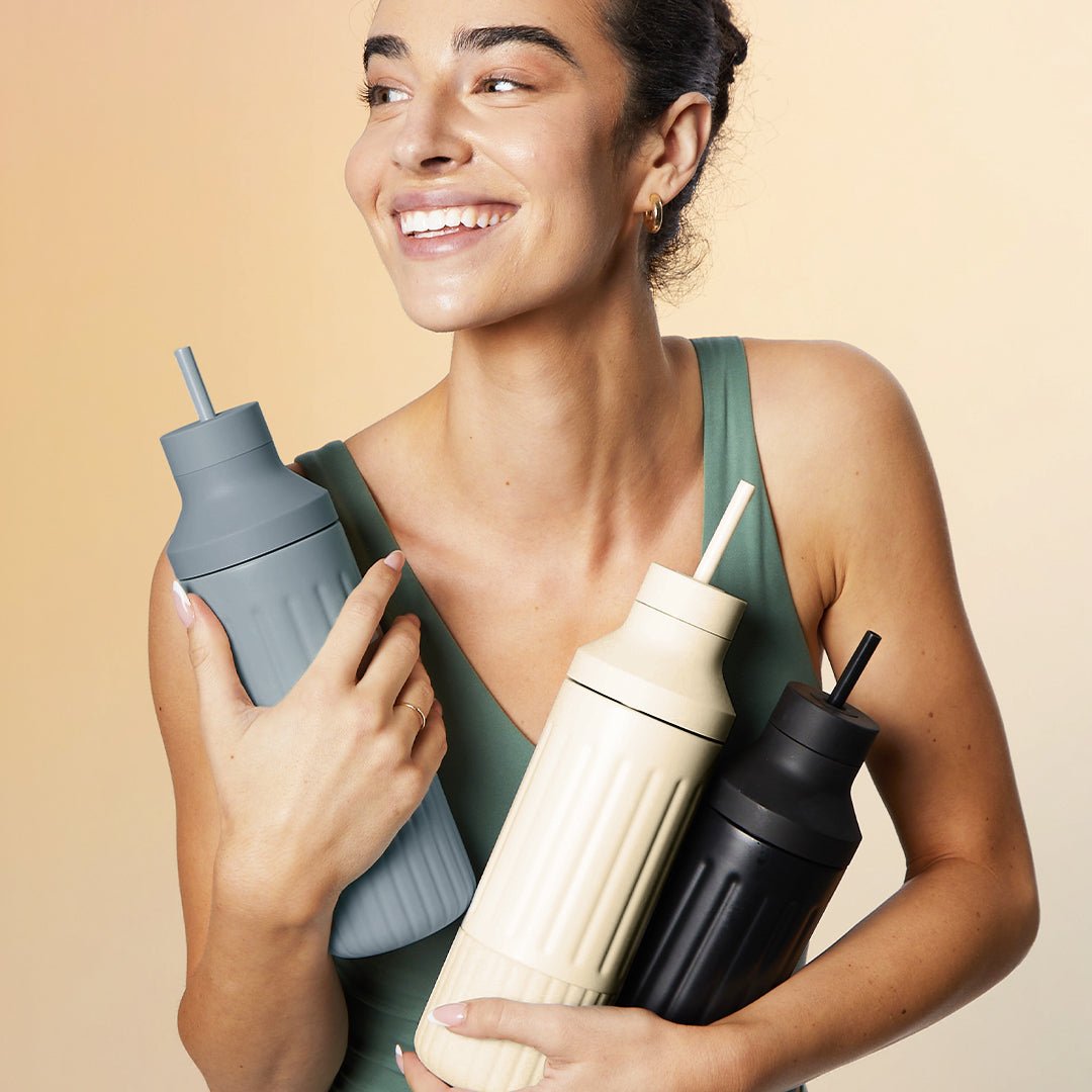 LuxePressKitchen Dual Cap Stainless Steel Hydration Bottle 22 oz Insulated Water Bottle