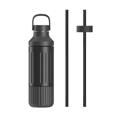 LuxePressKitchen Dual Cap Stainless Steel Hydration Bottle 22 oz Insulated Water Bottle