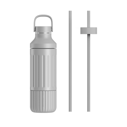 LuxePressKitchen Dual Cap Stainless Steel Hydration Bottle 22 oz Insulated Water Bottle