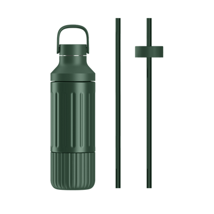 LuxePressKitchen Dual Cap Stainless Steel Hydration Bottle 22 oz Insulated Water Bottle